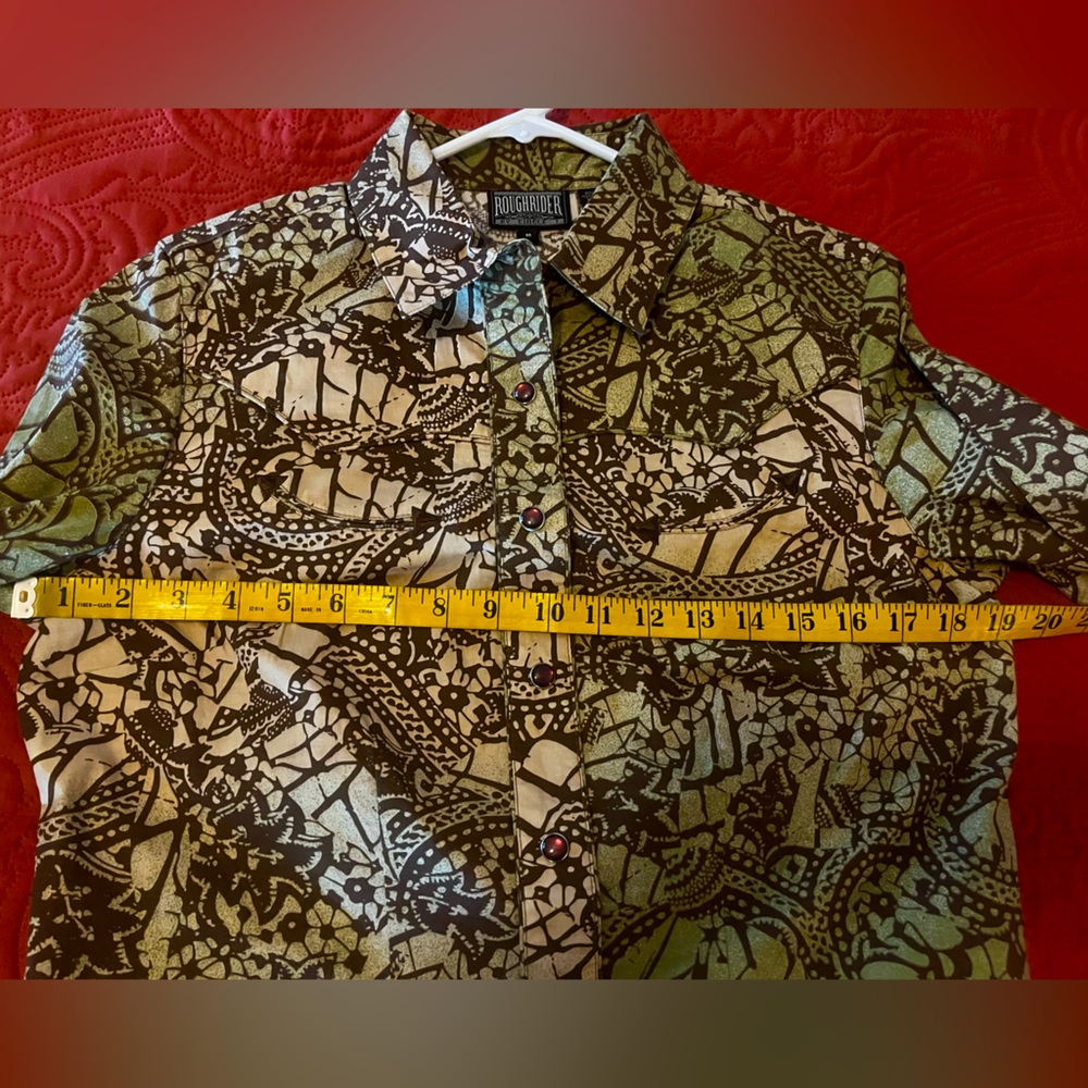 Vintage RoughRider By Circle T Brown Green Coastal Western Snap Shirt Sz M, NWOT - Picture 13 of 13